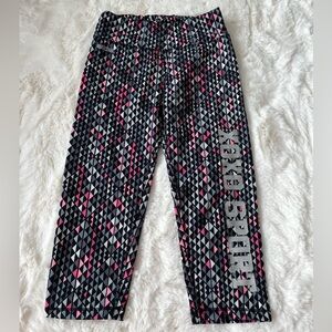 XOXO Black and Pink Patterned Leggings with Elastic Waistband